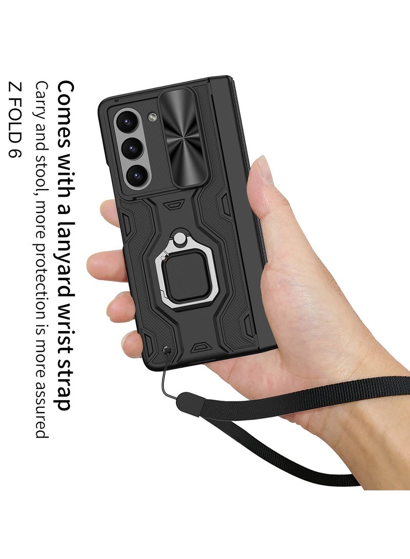 عام حافظة Samsung Galaxy Z Fold 6 مع حماية مدمجة للمفصل 【واقي شاشة】 【حامل حلقة】 【غطاء منزلق للكاميرا】 【حبل حمل】 【بدون قلم】 - Image 3