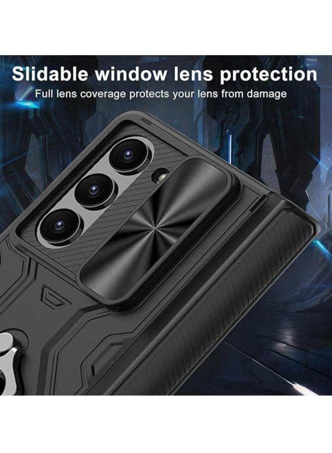 عام حافظة Samsung Galaxy Z Fold 6 مع حماية مدمجة للمفصل 【واقي شاشة】 【حامل حلقة】 【غطاء منزلق للكاميرا】 【حبل حمل】 【بدون قلم】 - Image 5