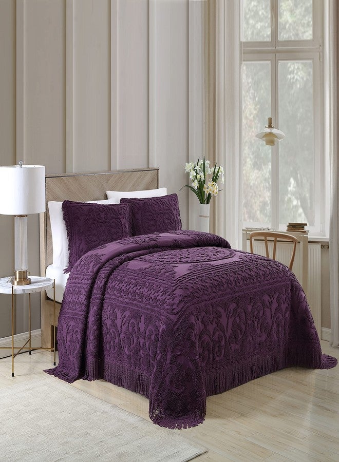 بياتريس هوم فاشونز مفرش سرير من الشنيل بنقشة ميدالية من بياتريس هوم فاشنز، غطاء وسادة كبير، لون باذنجاني - Image 2