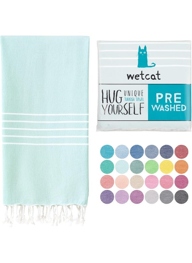 WETCAT Turkish Beach Towel Oversized 38x71 100 Turkish Cotton Made in Turkey  Sand Free Extra Large Ultra Soft Quick Drying Compact  Lightweight for Travel  Aquamarine - Image 2