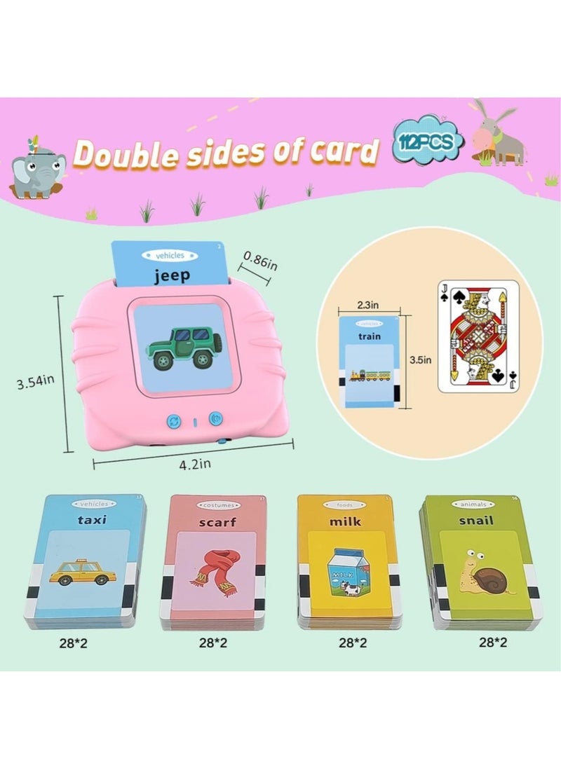 ELTRAZONE - Flash Cards for Toddlers 2 3 4 5 6 7 Years Old,112 Card Talking Flash Cards 224 Words Speech Therapy Toys Autism Toys Baby Audible Flashcards Early Learning Educational Toys, - Image 1