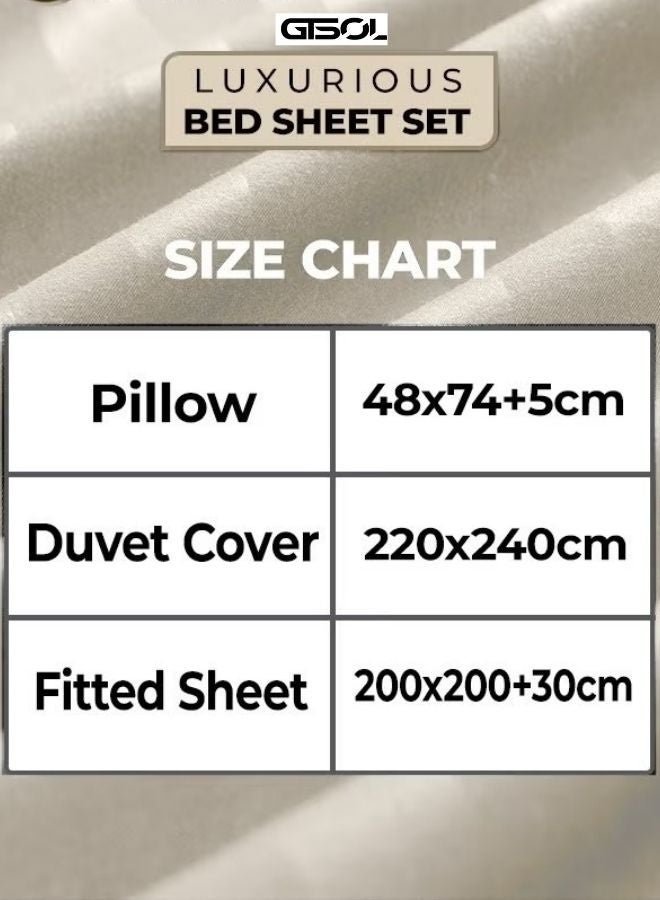 GTSOL 4-Piece Luxury King Size Striped Bedding Set – Premium Microfiber Duvet Cover Set with Deep Pocket Fitted Sheet (200x200+30cm) & 2 Pillowcases (48x74+5cm) – Soft Hotel Collection Comforter Cover Set for King Bed – Elegant Modern Bedroom Bedding - Image 2