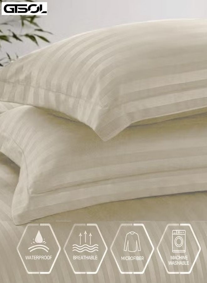 GTSOL 4-Piece Luxury King Size Striped Bedding Set – Premium Microfiber Duvet Cover Set with Deep Pocket Fitted Sheet (200x200+30cm) & 2 Pillowcases (48x74+5cm) – Soft Hotel Collection Comforter Cover Set for King Bed – Elegant Modern Bedroom Bedding - Image 3