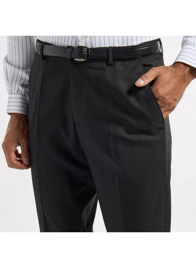 Splash FAV Slim Fit Flexi-Waist Trousers with Pockets and Button Closure