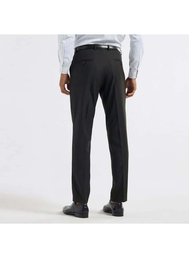 Splash FAV Slim Fit Flexi-Waist Trousers with Pockets and Button Closure