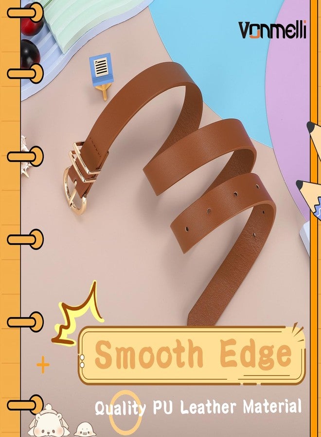 VONMELLI 2 Pack Kids Leather Belts for Girls Fashion O-Ring Buckle belts for Teen Girls Jeans school uniforms Black+Brown M - Image 5