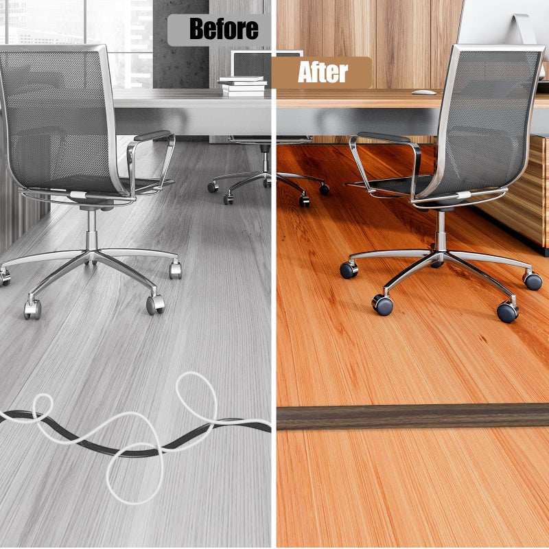 DBHXXMB-HH Floor Cord Cover Self Adhesive Cord Hider,10FT Cable Management, Extension Strip Protector for Wires, Prevent Cable Trips for Offices, Gyms, Exhibitions Cavity:0.39"(W) x 0.27"(H) Wood Walnut - Image 5