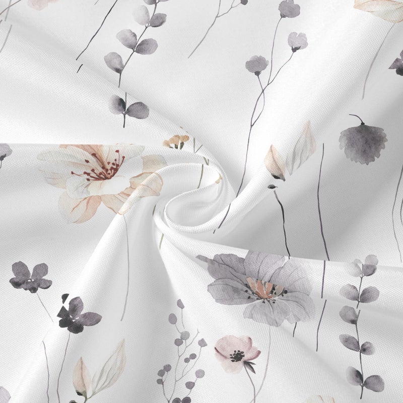 Gibelle Watercolor Floral Shower Curtain 72x72 Inch, Charcoal Grey Beige Flower Modern Minimalist Fabric Bathroom Decorative - Image 4