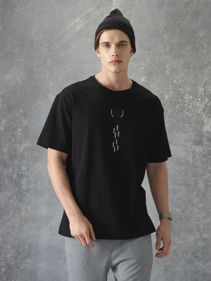 تومي لايف TOMMY Oversized Cotton Text Print Crew Neck T-Shirt