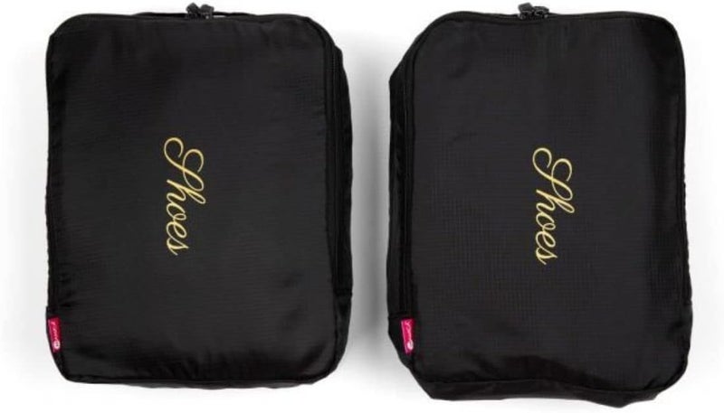 Miamica 2 Pc Travel Shoe Bag Packing Cube Black Shoes - Image 1