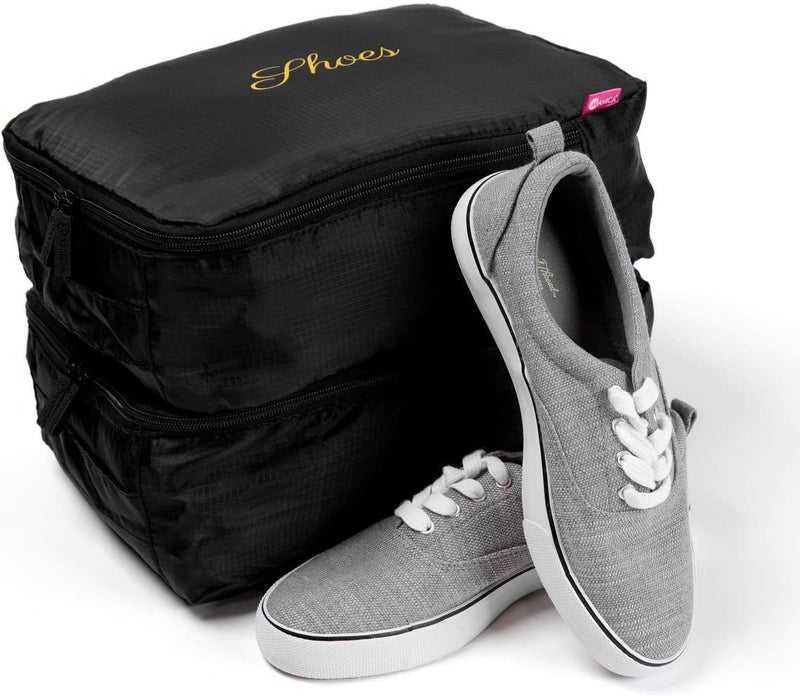 Miamica 2 Pc Travel Shoe Bag Packing Cube Black Shoes - Image 3