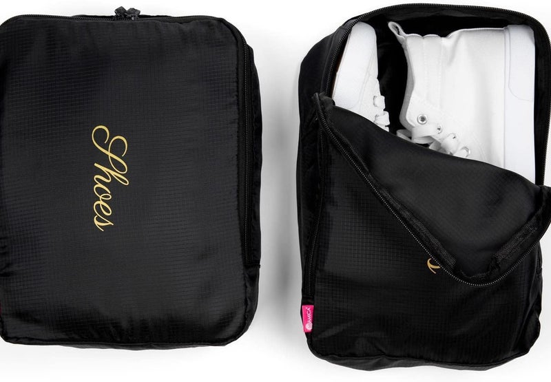Miamica 2 Pc Travel Shoe Bag Packing Cube Black Shoes - Image 2