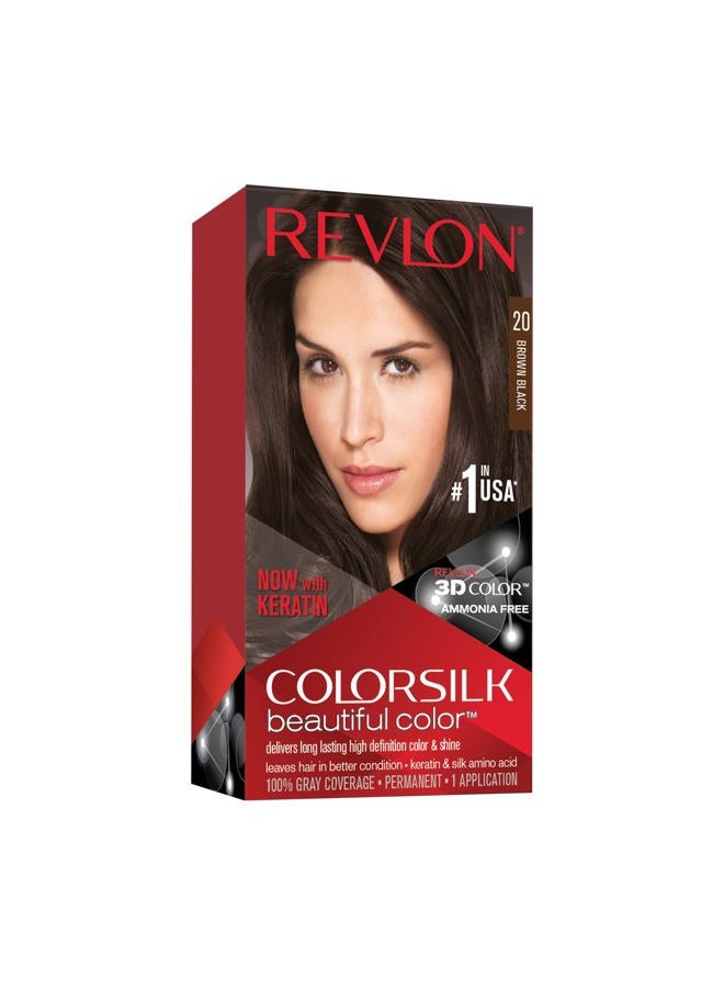Revlon ColorSilk Hair Color, 20 Brown Black 1 ea - Image 1