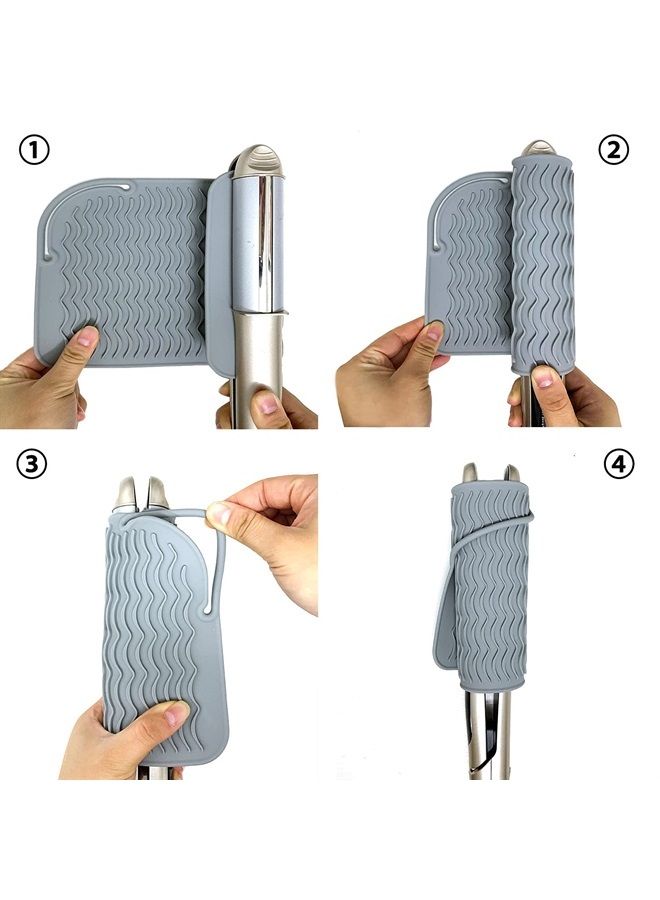 Lessmon حصيرة مقاومة للحرارة كبيرة لمكواة تجعيد الشعر، مكواة فرد الشعر، المكواة المسطحة وأدوات تصفيف الشعر 11" × 7.5"، رمادي - Image 4