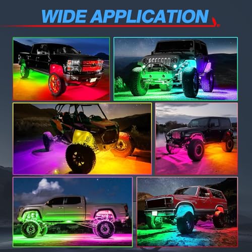 MICTUNING Y1 RGB+IC Dream Color Rock Lights - Upgraded 10 Pods Underglow Light with Chasing Effect, Wheel Well Light with Wiring Switch Kit, Bluetooth APP Control, Extensible Up to 24 Pods - Image 4