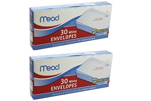 Mead No 10 White self Adhesive White Envelopes Set of 2 30 Count 60 Total