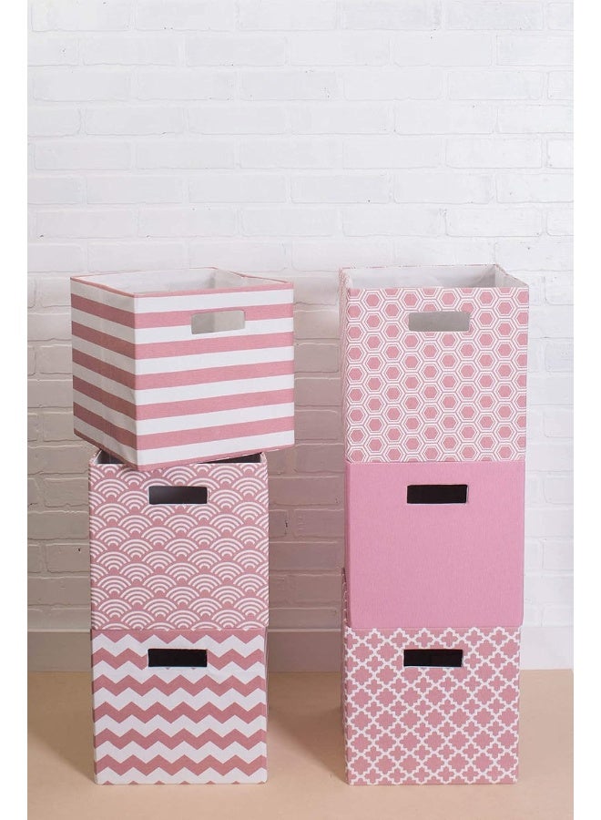 DII Hard Sided Collapsible Fabric Storage Container for Nursery Offices  Home Organization 13x13x13  Lattice Rose - Image 3