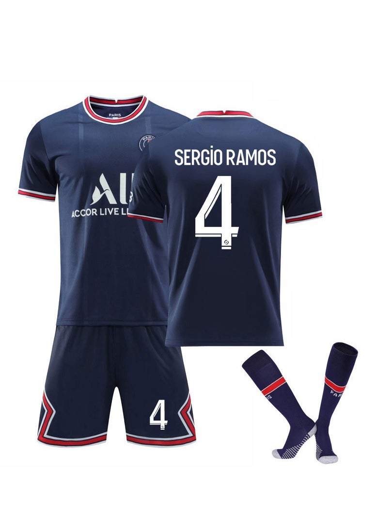 Generic - 22/23 Paris Home Football Jersey SERGiO RAMOS #4 Fan Football Jersey/Shorts Socks Gift Set Youth Sizes and Adult Sizes - Image 1