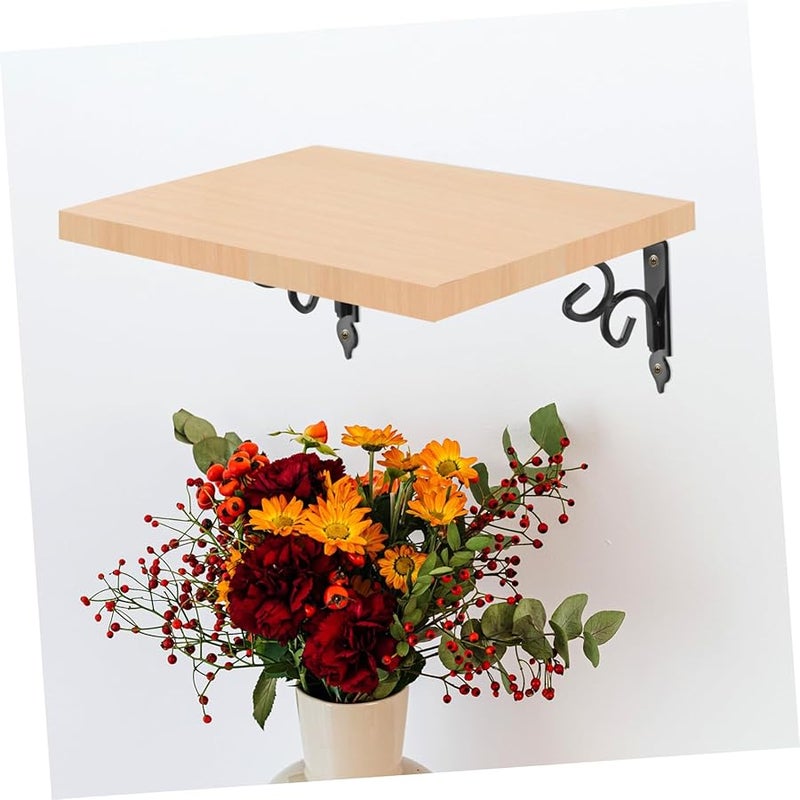 Heavy Duty Metal Floating Shelf Brackets 2 Pack Black Right Angle Wall Support Easy Install - Image 4