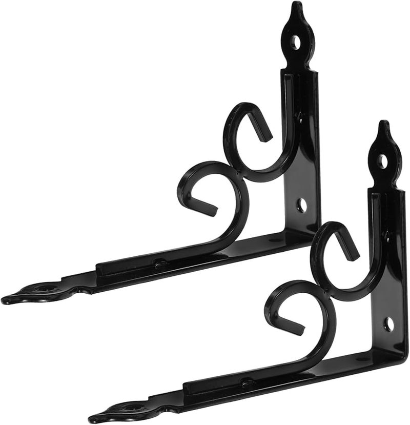 Heavy Duty Metal Floating Shelf Brackets 2 Pack Black Right Angle Wall Support Easy Install - Image 2