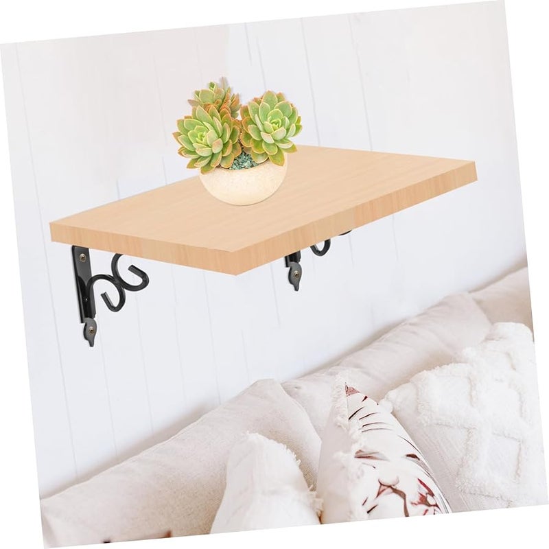 Heavy Duty Metal Floating Shelf Brackets 2 Pack Black Right Angle Wall Support Easy Install - Image 5