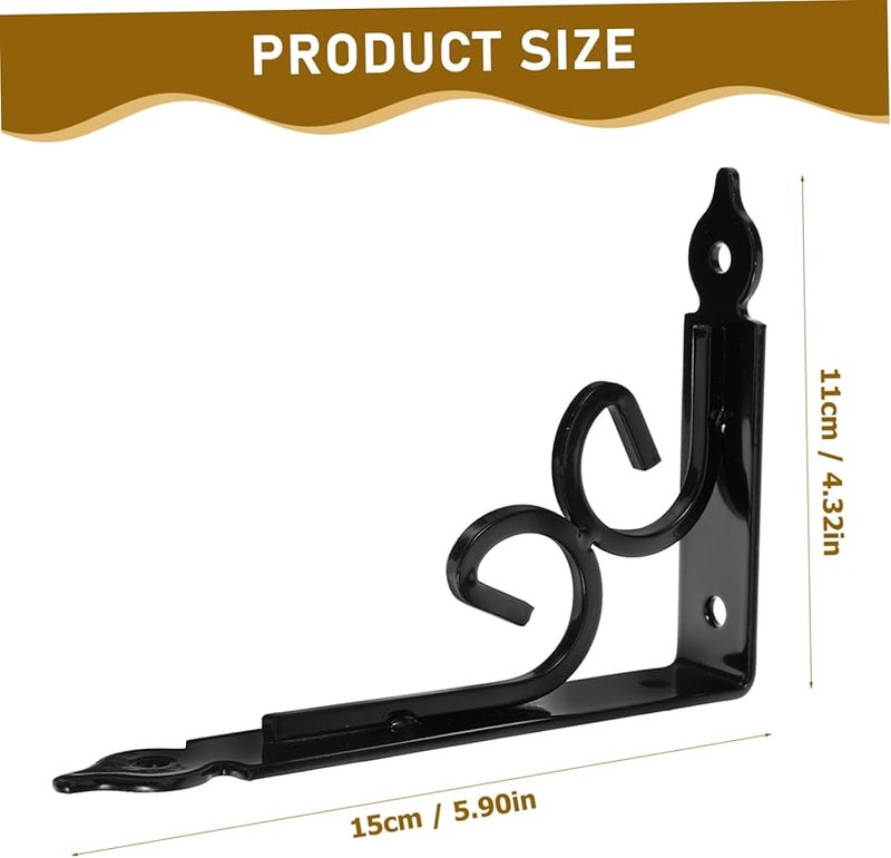 Heavy Duty Metal Floating Shelf Brackets 2 Pack Black Right Angle Wall Support Easy Install - Image 3