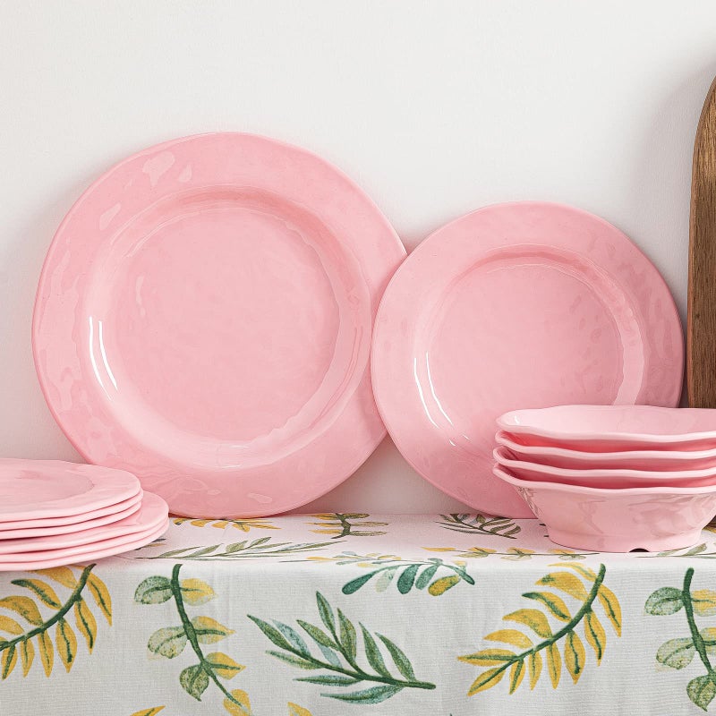 LEHAHA Pink Dishes Melamine Dinnerware Sets, 12 Piece Kitchen Plates and Bowls Dinnerware Sets, Lightweight, BPA free Melamine Dishes for Girls, Valentine's Day, Mother's Day. - Image 4