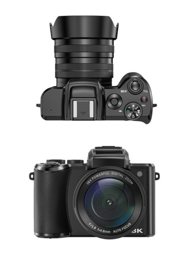 Makrystorm 8K Digital Camera, DSLR camera for Photography, 88MP Autofocus WiFi Vlogging Camera with Front and Rear Lens, Flash, Touch Screen, Lens Hood, 128GB Card (Black) - Image 5