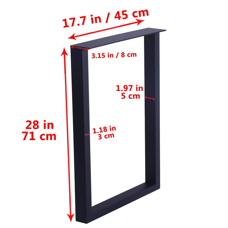 Womio 2Pcs Metal Furniture Legs Rustic Decory Square Tube Table LegsDesk LegsHeavy Duty Dining Table LegsIndustrial ModernBlackH28 x L175 inchs - Image 4