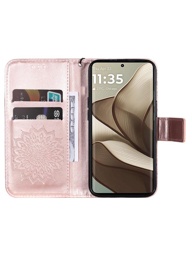 إيروريكس جراب لهاتف Motorola Edge 50 5G، جراب هاتف جلدي قابل للطي بنقشة عباد الشمس - Image 4