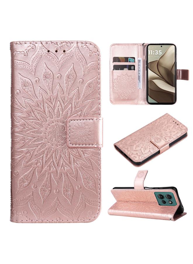 إيروريكس جراب لهاتف Motorola Edge 50 5G، جراب هاتف جلدي قابل للطي بنقشة عباد الشمس - Image 1