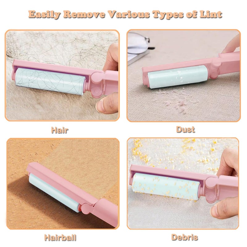 Mini Reusable Lint Roller for Travel, 6 Pack Washable Foldable Lint Remover with Sticky Gel, Portable, Compact and Easy to Clean for Clothes and Luggage Use (Pink) - Image 5
