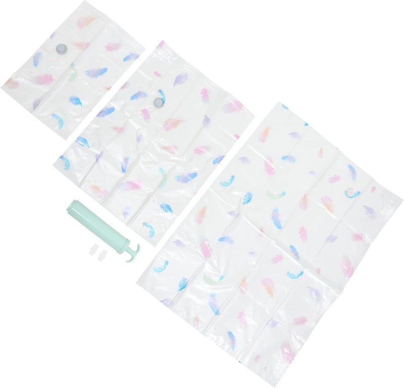 Vacuum Storage Bags for Clothes and Bedding Set 3 Sizes (80x60cm, 60x40cm, 110x80cm) with Manual Hand Pump Compression Space Saver Bags for Home Organization Random Color - Image 1