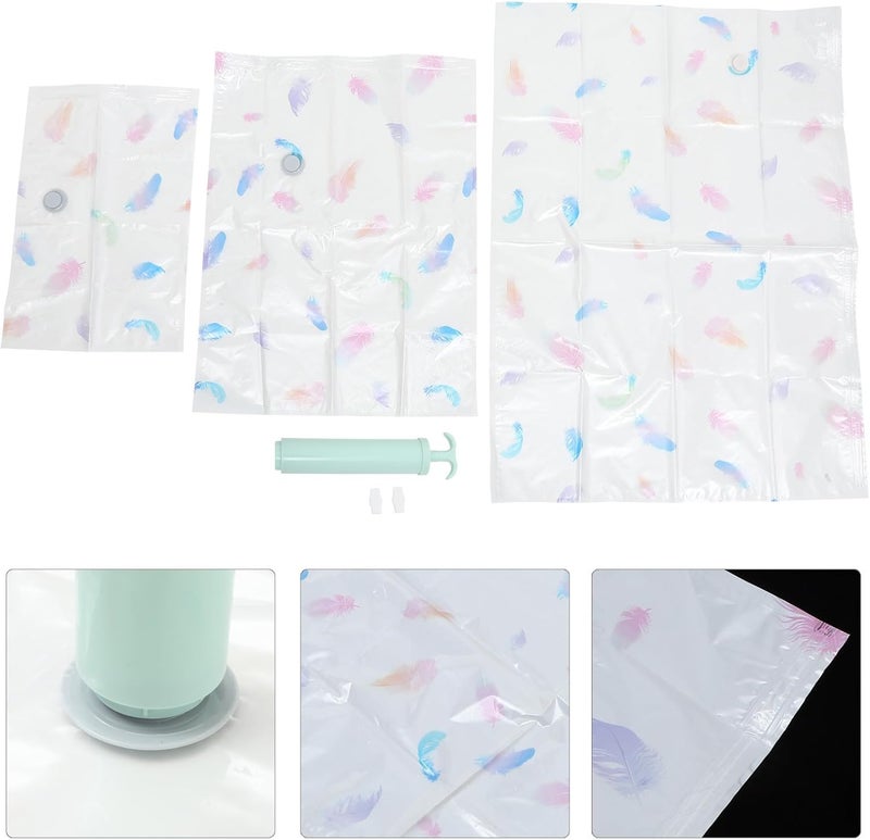 Vacuum Storage Bags for Clothes and Bedding Set 3 Sizes (80x60cm, 60x40cm, 110x80cm) with Manual Hand Pump Compression Space Saver Bags for Home Organization Random Color - Image 3