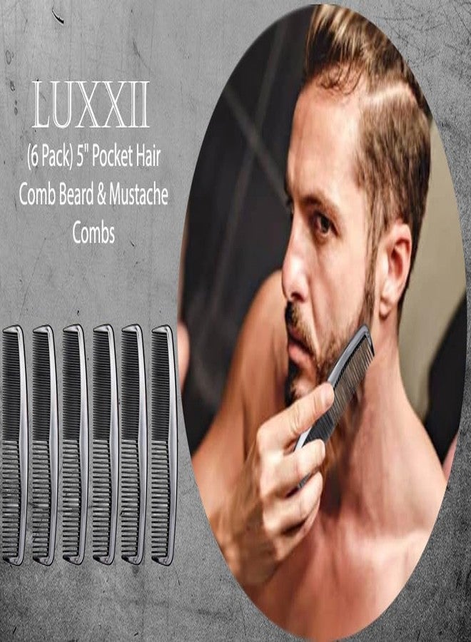 LUXXII (6 Pack) 5" Pocket Hair Comb Beard & Mustache Combs for Men's Hair Beard Mustache and Sideburns (6 Pack_A) - Image 4