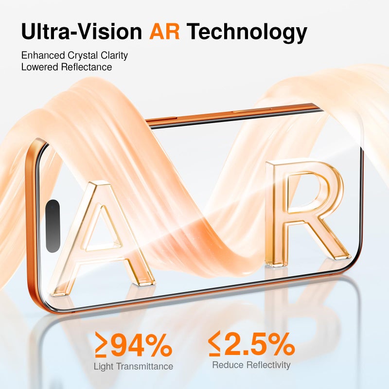 SMARTDEVIL 2 Pack Screen Protector for iPhone 17 Pro with AR Anti-Reflective Technology, 9H Hardness Military Grade Tempered Glass, Bubble Free and Auto Dust-Removal Box, Easy Installation - Image 2