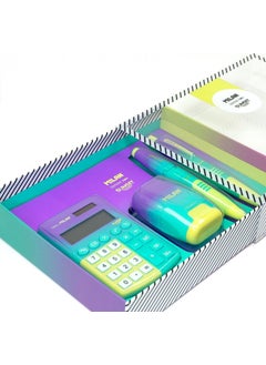 MILAN 6350SNY Compact Sunset Square 4-Piece Green-Yellow Calculator Gift Set  - Image 2