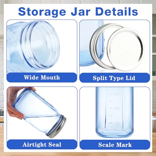 CARBLIN 2 Pack Mason Jars 32 oz, Blue Wide Mouth Canning Jars with Airtight Lids, Glass Pint Jars with Bands Labels Brush, Large Storage Quart Jars for Jam Fermenting Preserving - Image 5