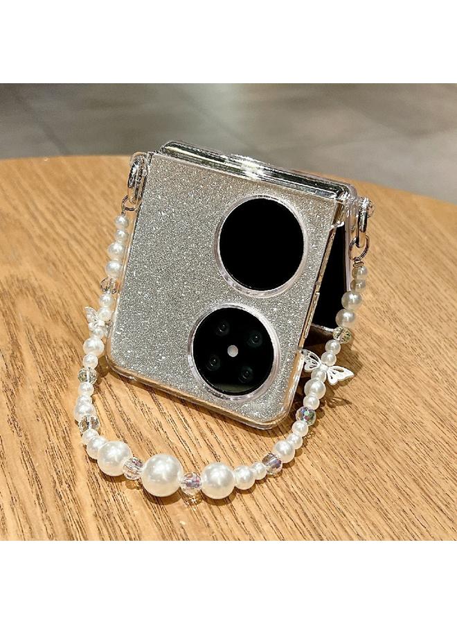 Zaboon Case For Huawei Pocket 2 Glitter Powder 3D Butterfly PC Side Buckle Full Coverage Shockproof Phone Case with Pearl Bracelet - Image 3