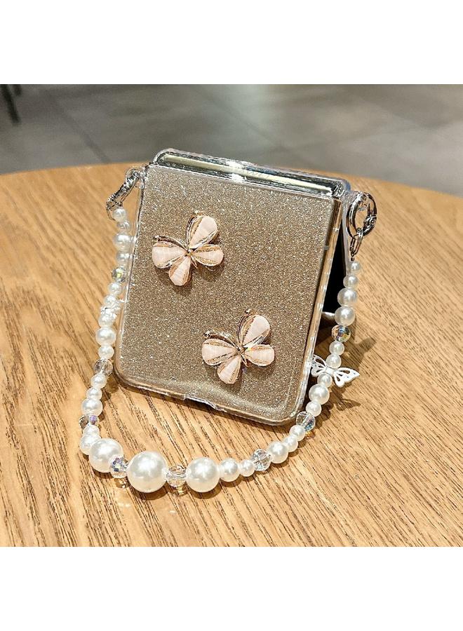 Zaboon Case For Huawei Pocket 2 Glitter Powder 3D Butterfly PC Side Buckle Full Coverage Shockproof Phone Case with Pearl Bracelet - Image 4