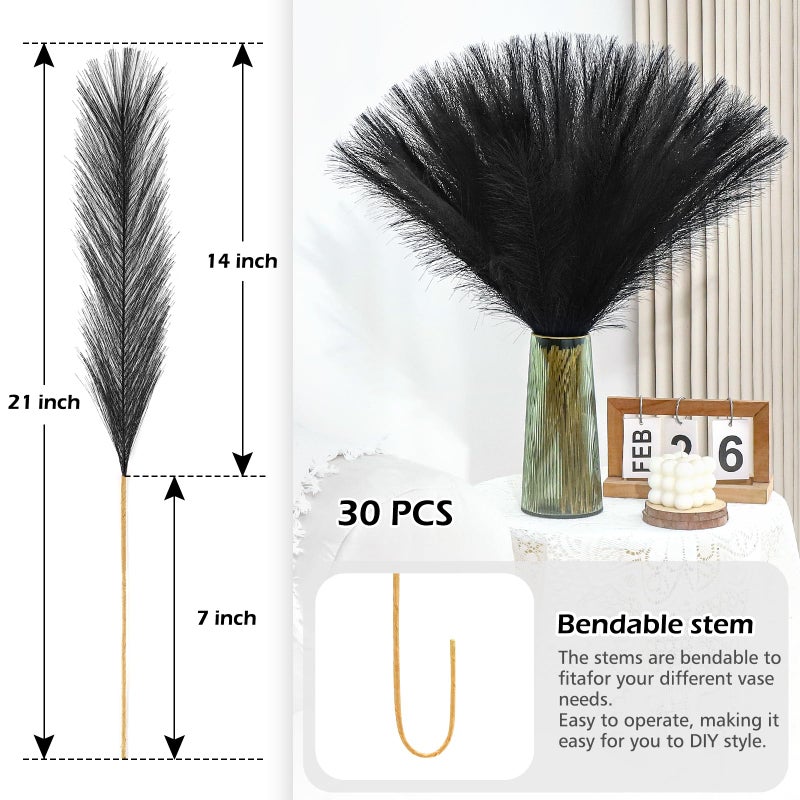 MUUNC Black Pampas Grass Decor 30 Pcs 21.7 Inch Faux Pampas Grass Bulk Artificial Dried Flowers Small Vase Filler Pompas Grass. - Image 5