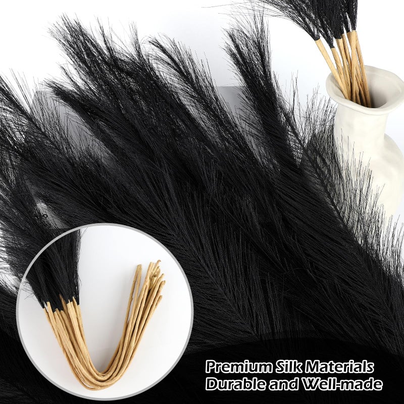 MUUNC Black Pampas Grass Decor 30 Pcs 21.7 Inch Faux Pampas Grass Bulk Artificial Dried Flowers Small Vase Filler Pompas Grass. - Image 4