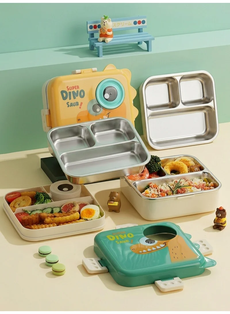 Mobcos green Mobcos Kids Lunch Box Stainless Steel Insulated – Double Decker Leakproof Bento Box with Spoon, Soup Bowl, Dishwasher Safe, for School or Travel– Ideal for Children (Green White)  | Best Price UAE