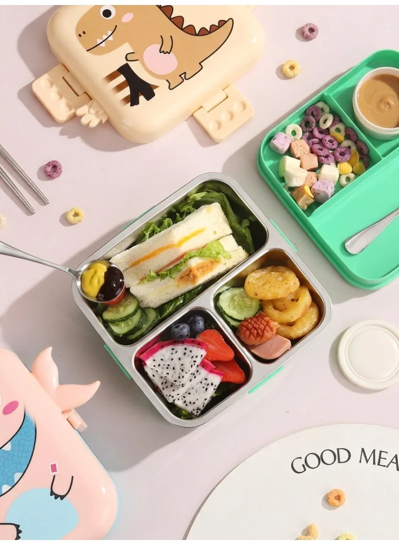 Mobcos green Mobcos Kids Lunch Box Stainless Steel Insulated – Double Decker Leakproof Bento Box with Spoon, Soup Bowl, Dishwasher Safe, for School or Travel– Ideal for Children (Green White)  | Best Price UAE