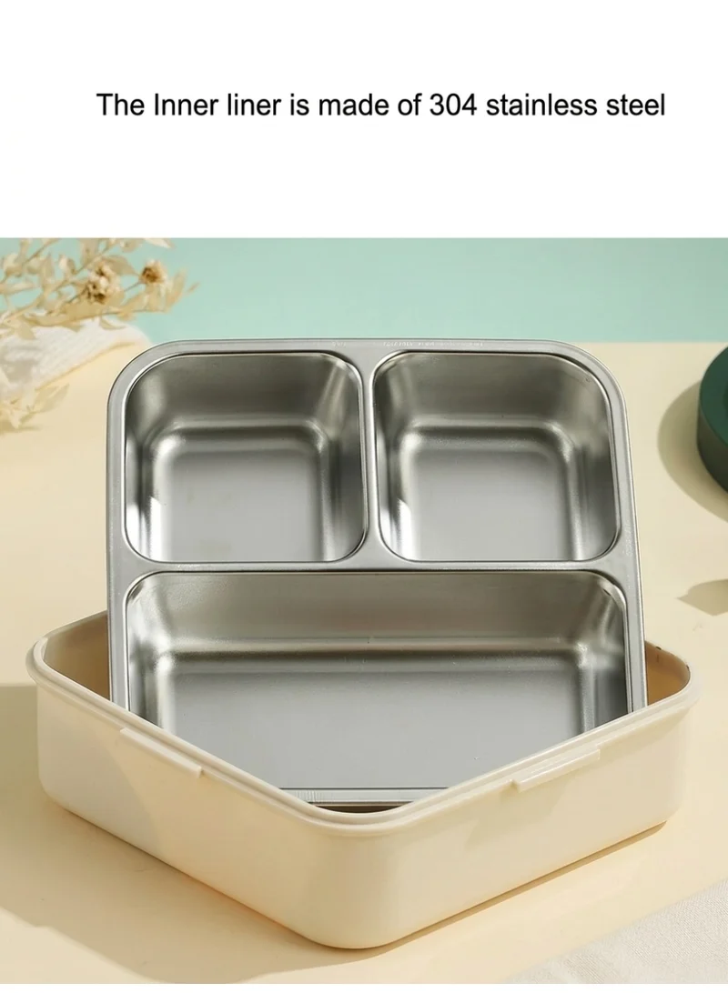 Mobcos Mobcos Kids Lunch Box Stainless Steel Insulated – Double Decker Leakproof Bento Box with Spoon, Soup Bowl, Dishwasher Safe, for School or Travel– Ideal for Children (Green White)