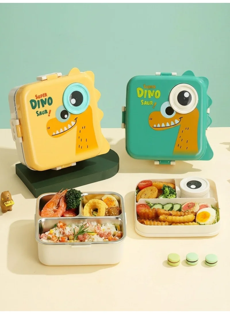 Mobcos green Mobcos Kids Lunch Box Stainless Steel Insulated – Double Decker Leakproof Bento Box with Spoon, Soup Bowl, Dishwasher Safe, for School or Travel– Ideal for Children (Green White)  | Best Price UAE