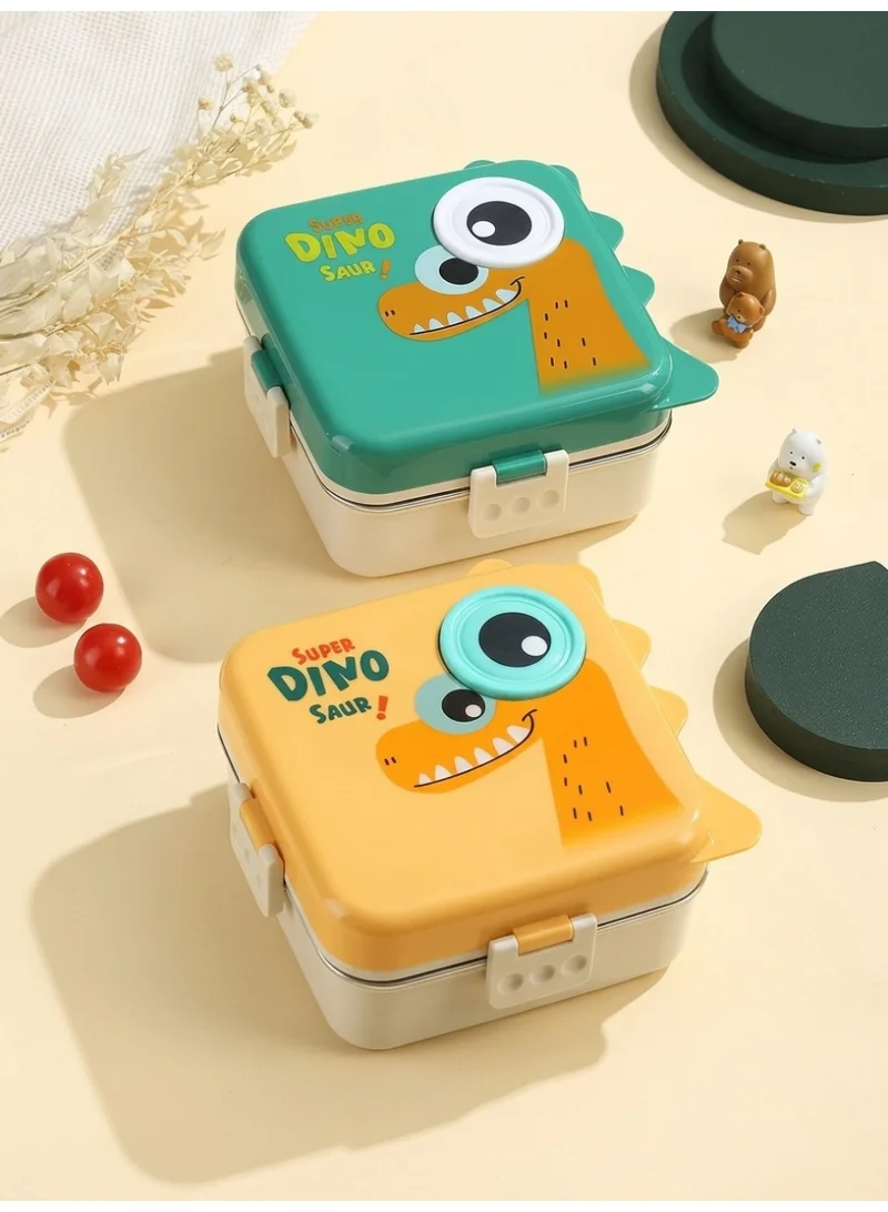 Mobcos green Mobcos Kids Lunch Box Stainless Steel Insulated – Double Decker Leakproof Bento Box with Spoon, Soup Bowl, Dishwasher Safe, for School or Travel– Ideal for Children (Green White)  | Best Price UAE