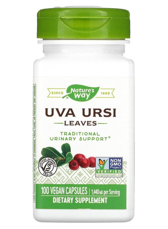 Nature's Uva Ursi Leaves 1440 mg 100 Vegan Capsules (480 mg per Capsule) 