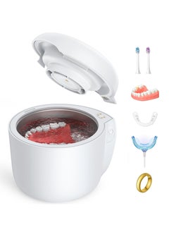 KASTWAVE Ultrasonic Retainer Cleaner, 45kHz Dentures Cleaning Machine with Fan, Portable Retainer Cleaner Machine, Jewelry Cleaner Machine, for Dentures, Retainer, Aligner, Braces, Mouth Guard(White)  - Image 1