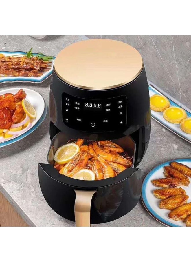 Smart Air Fryer 6L – Digital Touch Screen, 8 Cooking Programs, 2400W, Time & Temperature Control, Black